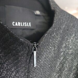 Carlisle Black Monochrome Tweed Wool Blend Ladies Blazer 10 Medium